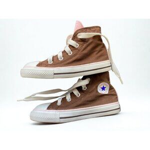TODDLER, KIDS HI-TOP CONVERSE PINK & BROWN SIZE 8 SNEAKER RUNNING SHOE 🤍
